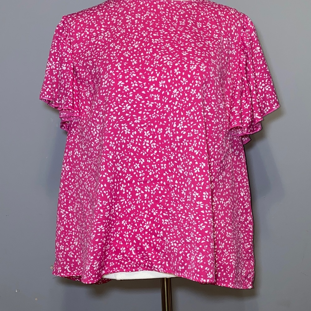 SHEIN Pink and White Floral Blouse